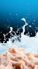 Fototapeta premium Water Splashing on Creamy Liquid Abstract Blue Background