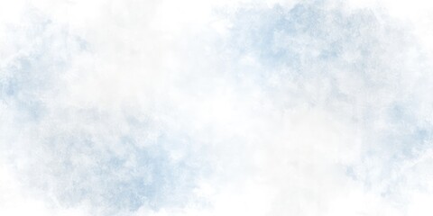 Obraz premium Soft, wispy clouds of pale blue and white drift across a luminous white background. The watercolor effect creates a sense of gentle movement and ethereal beauty