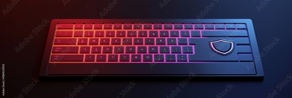 Poster the keyboard showcases a distinctive shield symbol, emphasizing its connection to cybersecurity, and