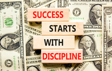 Success starts with discipline symbol. Concept words Success starts with discipline on beautiful...