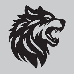 Roaring Wolf Head silhouette, perfect for pet-themed designs and branding projects, ideal for logos, artwork, and digital creations, pet-related projects, perfect for canine lovers