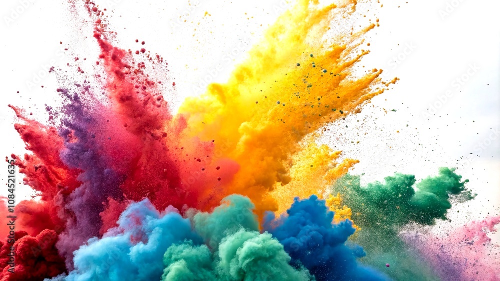 Aufkleber vibrant abstract paint splashes isolated on white background with bokeh effect for colorful artistic