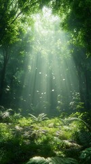 Sunlit Forest Path: A Serene Woodland Ambiance