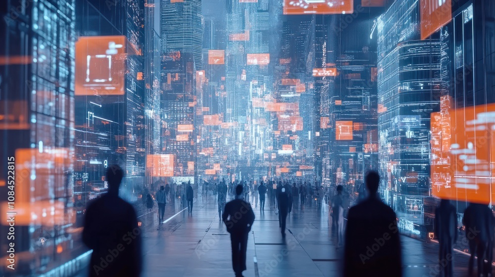 Poster digital transformation change management, internet of things. new technology bigdata and business pr
