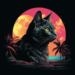 cat on the moon