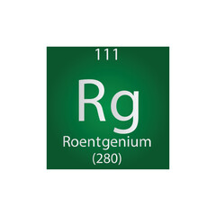 Rg Roentgenium  Chemical Element Periodic Table. Simple flat square vector illustration, simple clean style Icon with molar mass and atomic number for Lab, science or chemistry class.