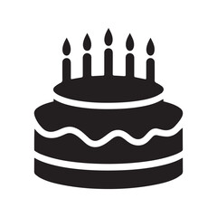 Cake icon. Symbol of the holiday, birthday. Festive cake with a candle. Isolated vector illustration on a white background.