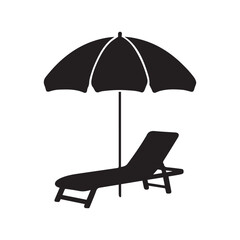 Summer Vacation Beach chair and umbrella Vector Silhouette © Ai Arts