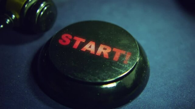 Judge's gavel strike and Start text