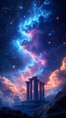 Fototapeta premium Cosmic Temple of the Stars: An Enchanting Architectural Wonder