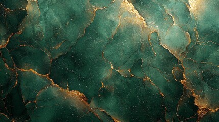 A textured green and gold marble surface, ideal for backgrounds or design elements.