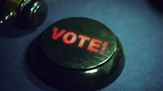 Judge's gavel strike and Vote text