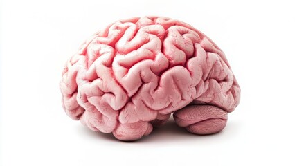 Close-up view of a realistic human brain model showcasing intricate details and textures.