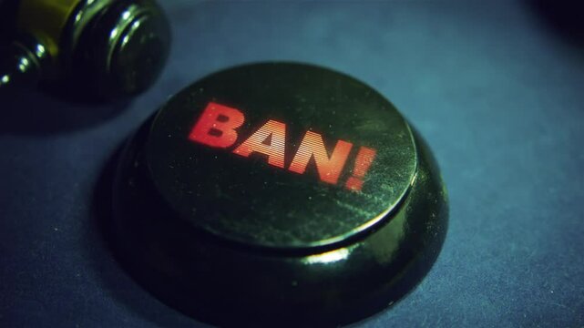 Judge's gavel strike and Ban text