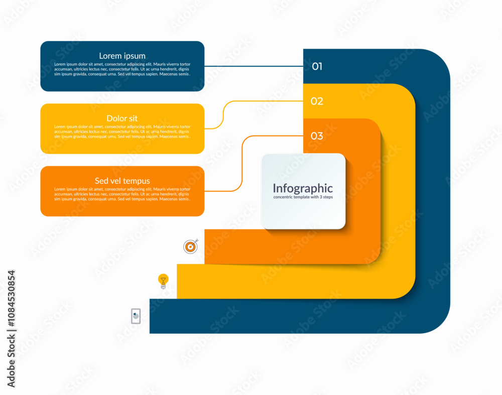 Canvas Prints infographic layered concentric template with 3 steps. process chart, cycle diagram, vector banner fo