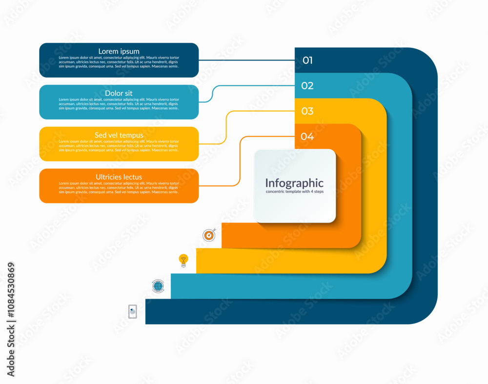 Canvas Prints infographic layered concentric template with 4 steps. process chart, cycle diagram, vector banner fo