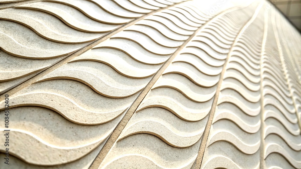 Poster Wavy Pattern Wall Tiling Texture for 3D Graphics and Design Projects with a Unique Tilt-Shift Photography Effect for Enhanced Visual Appeal and Detail