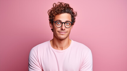 Fototapeta premium Portrait of smiling guy in background