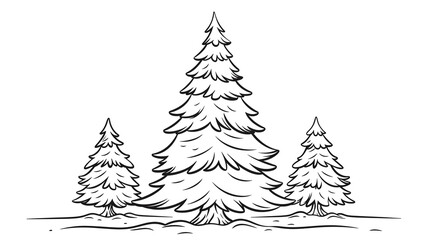 Christmas tree. New Year's and Christmas designs drawn on white background
