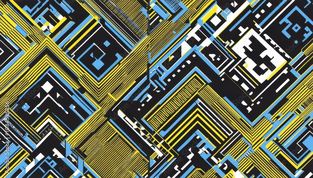 Poster abstract geometric pattern with vibrant colors and intricate designs.