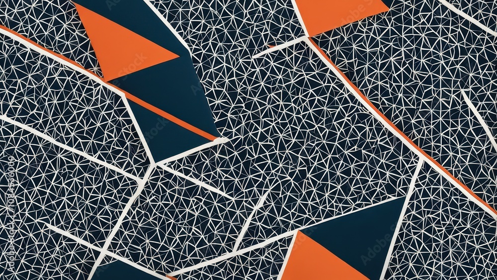 Poster abstract geometric pattern with triangular shapes in contrasting colors.