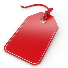 3d rendered hanging red blank label tag on white