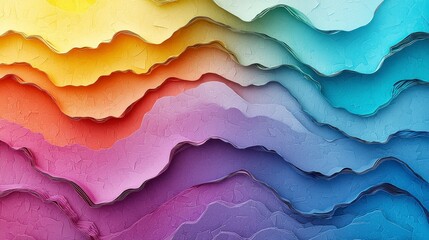 Abstract Rainbow Layered Design: A Vibrant Colorful Paper Relief Art