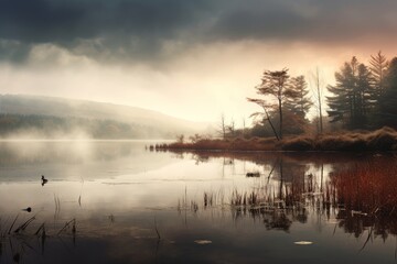 Fototapeta premium Tranquil Lakes' Mirrored Serenity