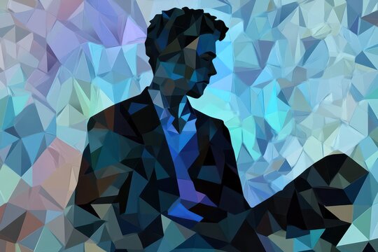 a polyart of an manager deeply work with data