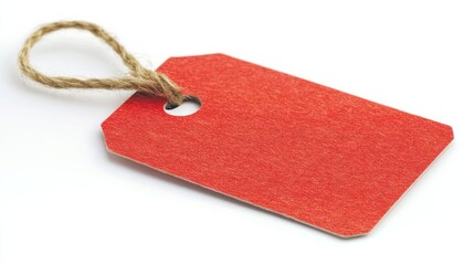Simple elegant red tag isolated on a white backround