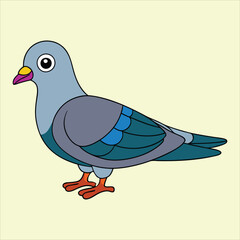 Cartoon vector illustration of a pigeon