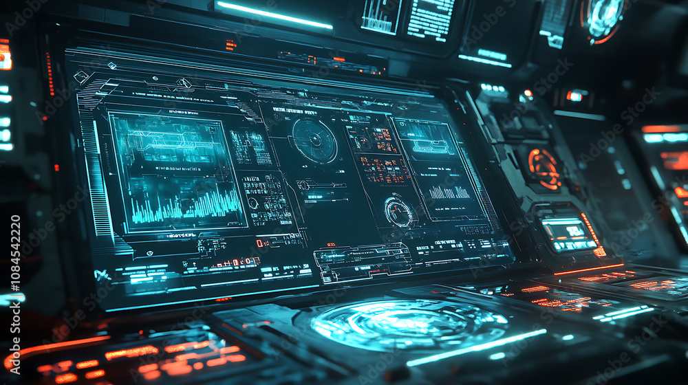 Fototapete a collection of hud frames, encapsulating futuristic modern user interface elements, control panels,