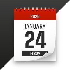 Date 24 January 2025 year realistic calendar day page design