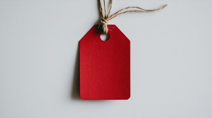 hanging red blank tag on white