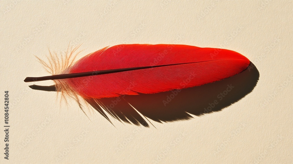 Poster soft shadow of a feather on a light background