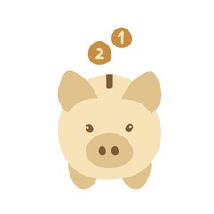 Fototapeta premium Cartoon piggy bank with coins: simple financial savings icon for kids