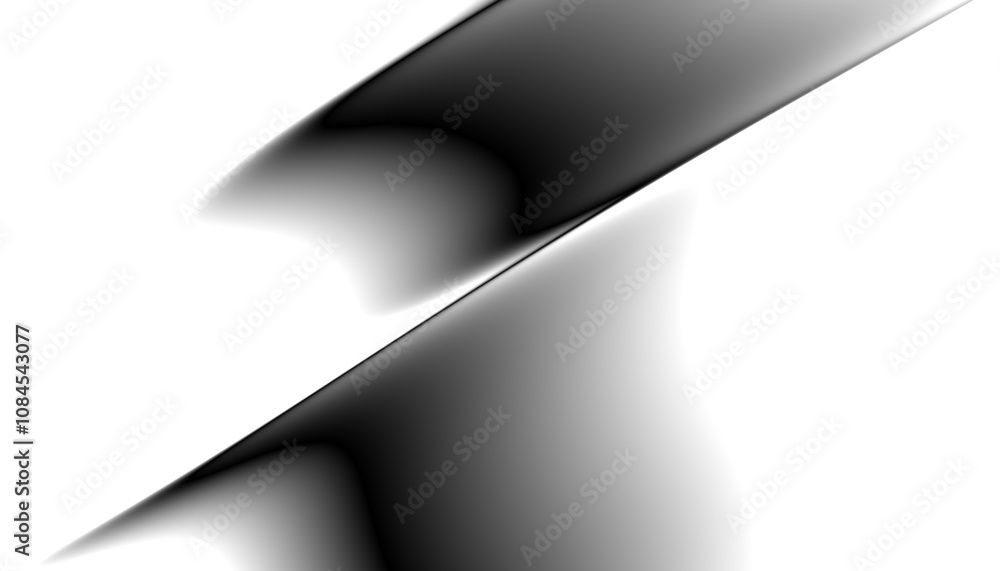 Poster Blurred transparent gradient background. Elegant black wavy line on Transparent png overlay background