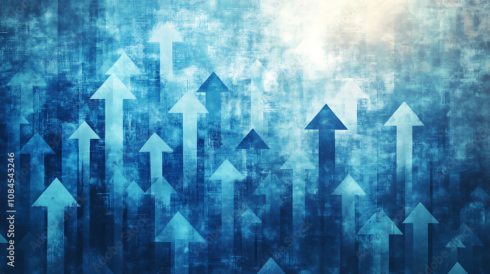 Leinwandbilder abstract blue background with arrows pointing in different directions, symbolizing technology and di