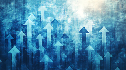 Obraz premium Abstract blue background with arrows pointing in different directions, symbolizing technology and digital innovation