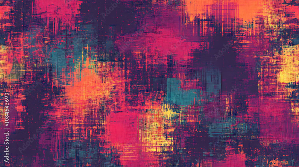 Poster An abstract grunge pixel seamless pattern, available in a raster version for a textured and detailed appearance