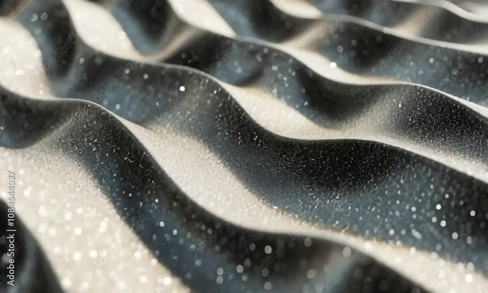 Poster undulating dark gray surfaces with sparkling texture video animation, ai generated. wave-like format