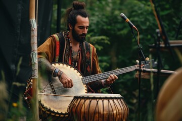 Obraz premium Melodious Fusion: Musician's Journey Through Tradition