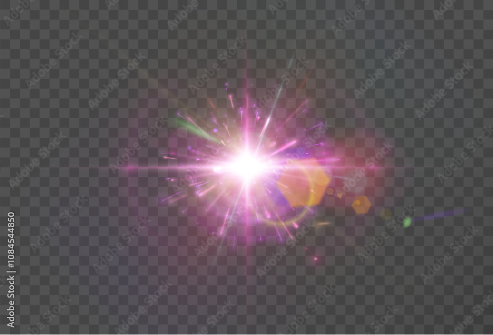Poster Bright Light effect for web design and game interfaces. Vector illustration of bright glow. Abstract laser beams of light.