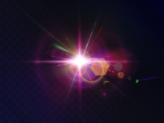 Abstract colorful bright light with flickering glare and laser effect png. For graphic design and game interfaces.