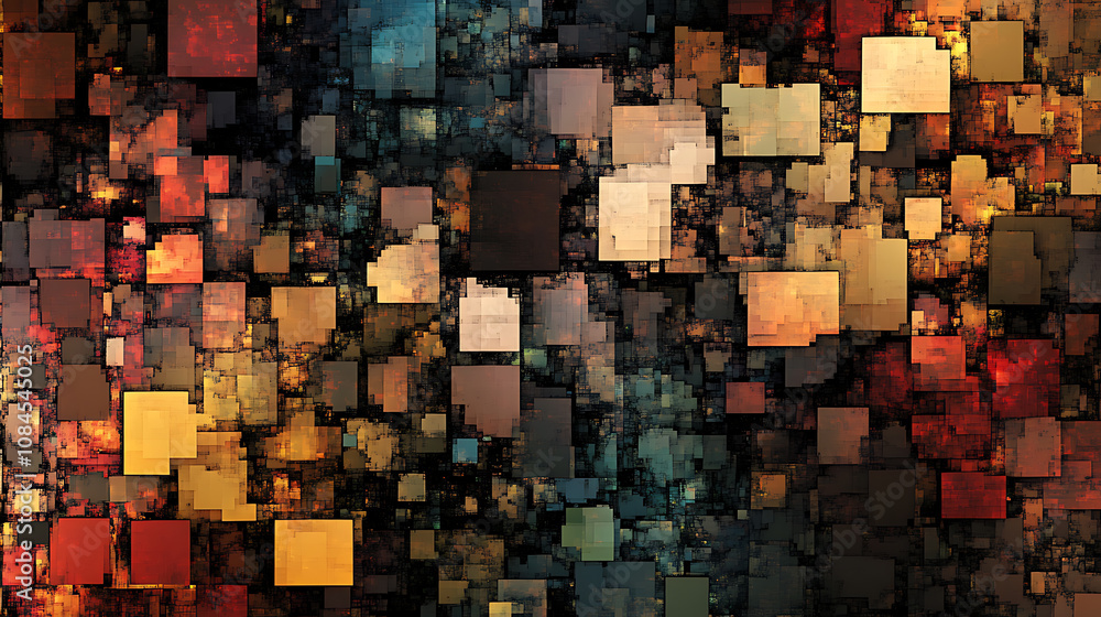 Poster another variation of an abstract square pixel mosaic background, emphasizing the pixelated effect