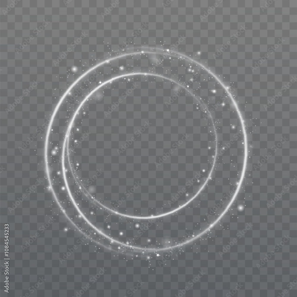 Poster bright light ring with neon effect. round frame of light effect on black background. for web design 