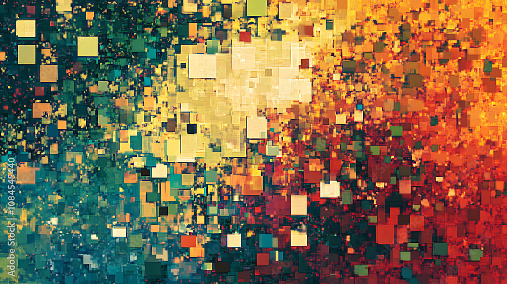 Aufkleber Another variation of an abstract square pixel mosaic background, emphasizing the pixelated effect