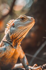 Fototapeta premium Endemic Reptile's Sunlit Portrait
