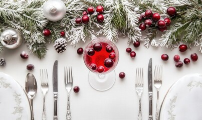 A table with a glass of red wine and silverware