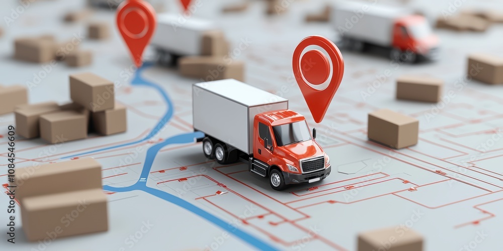 Poster real-time delivery tracking action digital map environment transportation concept urban setting logi